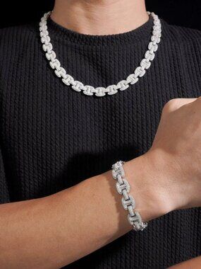 Infinity Link 12mm 925 Silver MoissaniteDiamond Cuban Link Chain Necklace